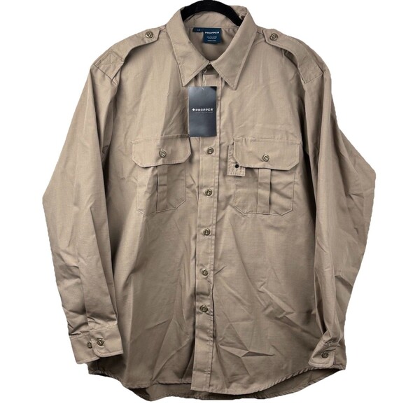 Propper® Men Tactical Shirt Large Long Sleeve Police Milt Work Uniform Button Up - Picture 2 of 10